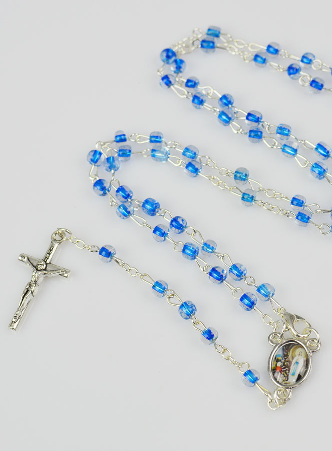 Chapelet Enfant en Perles de Cristal Bleu Foncé (pic 3)