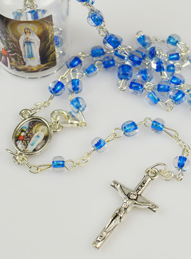 Chapelet Enfant en Perles de Cristal Bleu Foncé (pic 4)