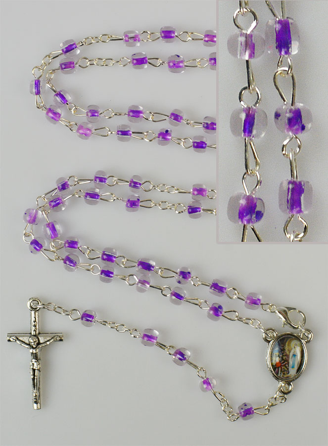 Chapelet Enfant en Perles de Cristal Violet (pic 2)
