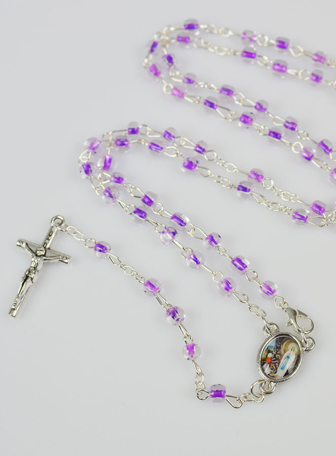 Chapelet Enfant en Perles de Cristal Violet (pic 3)