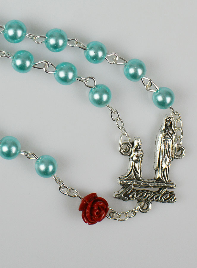 Chapelet en Perles Nacre Turquoise sur Chaîne (pic 2)
