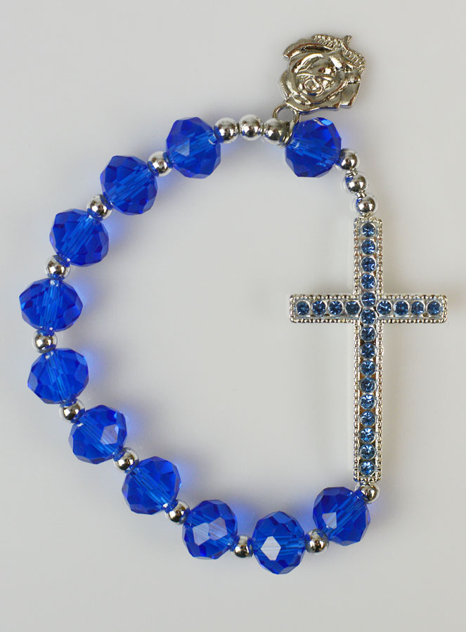 Bracelet Religieux Croix Strass & Médaille de Lourdes (pic 1)