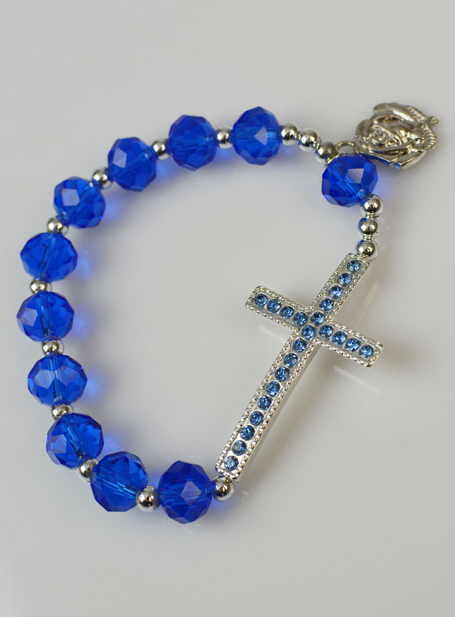 Bracelet Religieux Croix Strass & Médaille de Lourdes (pic 2)