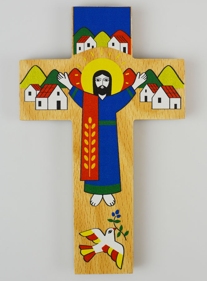 Croix Enfant en Bois - Jésus Lumière de Paix et d'Espérance (pic 1)