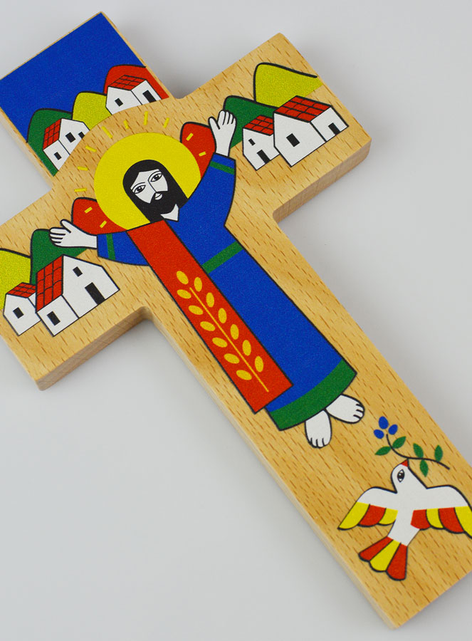 Croix Enfant en Bois - Jésus Lumière de Paix et d'Espérance (pic 2)