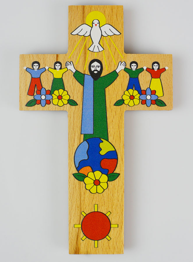 Croix Enfant en Bois - Jésus Dieu de Paix et de Communion (pic 1)