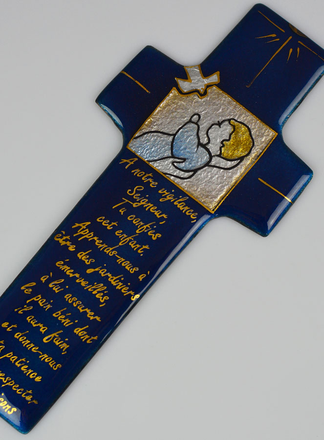 Croix de Baptême Garçon & Prière en Emaux du Liban (pic 2)