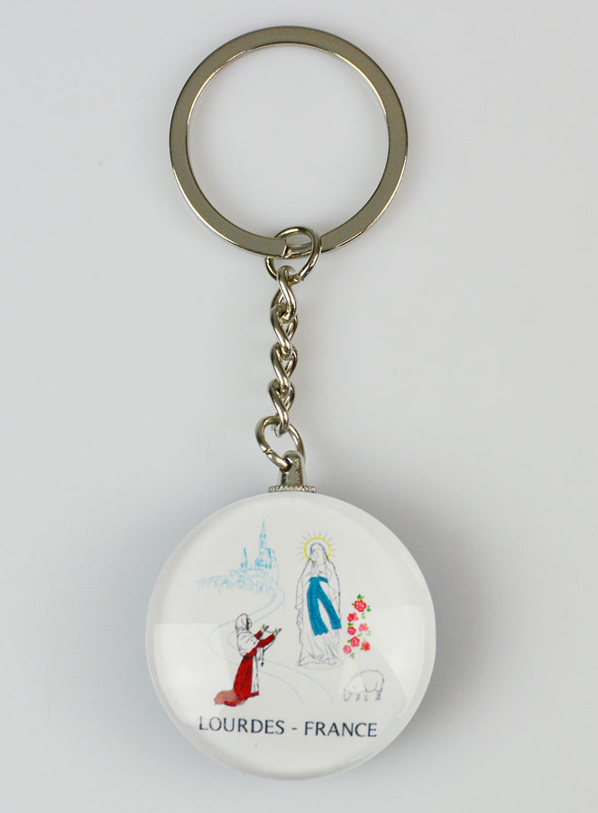 Porte-clés Double Face Rond - Miraculeuse & Lourdes (pic 1)