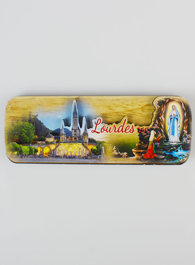 Magnet Barette en Relief - Souvenir de Lourdes (pic 1)