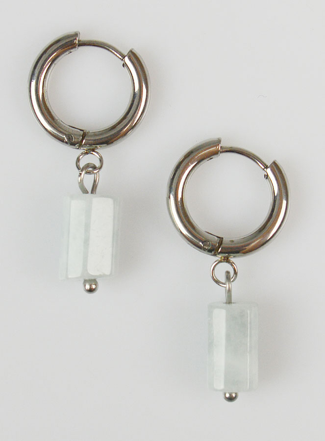 Boucles d'Oreilles Créoles - Aigue Marine (pic 1)