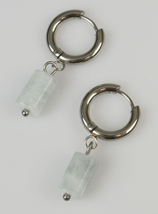 Boucles d'Oreilles Créoles - Aigue Marine (pic 2)