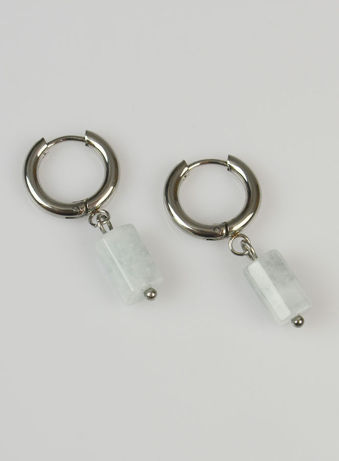 Boucles d'Oreilles Créoles - Aigue Marine (pic 3)