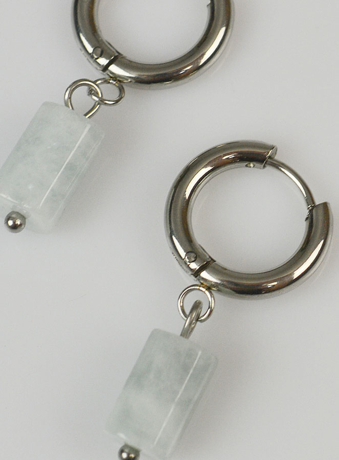 Boucles d'Oreilles Créoles - Aigue Marine (pic 4)