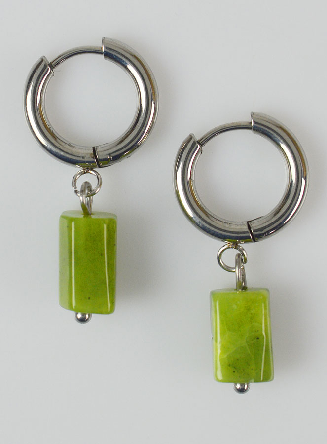Boucles d'Oreilles Créoles - Jade Nephrite (pic 1)