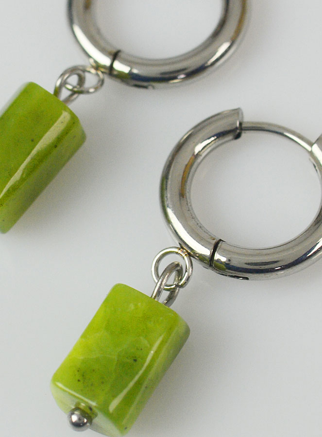 Boucles d'Oreilles Créoles - Jade Nephrite (pic 3)