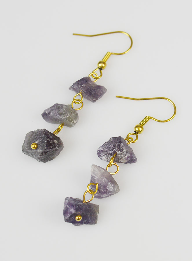 Boucles d'Oreilles Pendantes - Améthyste (pic 2)