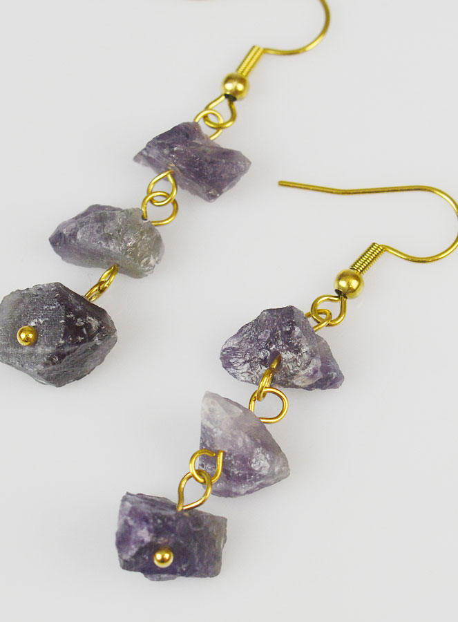 Boucles d'Oreilles Pendantes - Améthyste (pic 3)