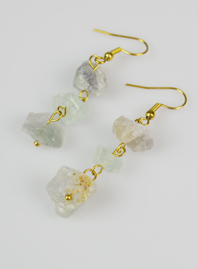 Boucles d'Oreilles Pendantes - Fluorite (pic 2)
