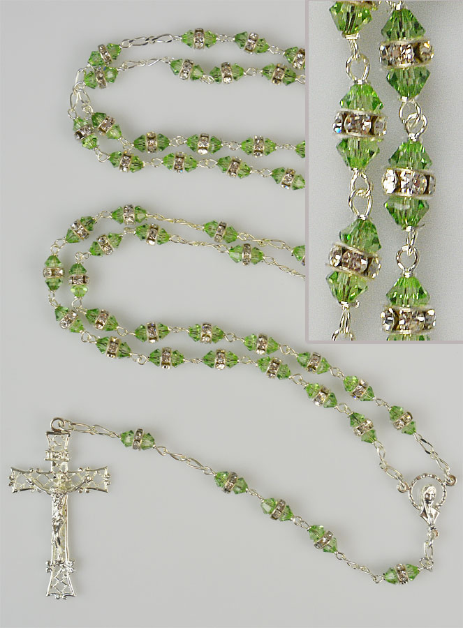 Chapelet en Cristal Vert Clair & Argent (pic 1)