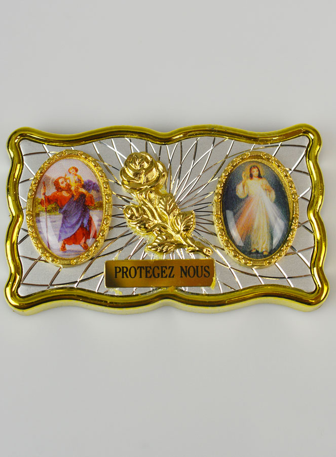 Plaque Auto Magnet St Christophe & Christ Miséricordieux (pic 1)