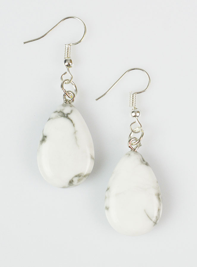 Boucles d'Oreilles Goutte - Howlite (pic 1)