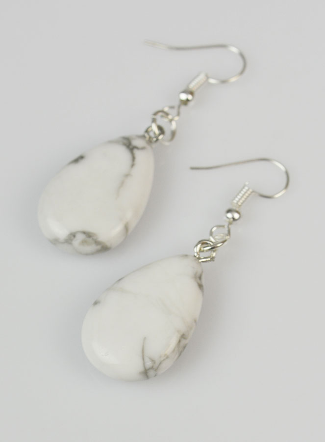 Boucles d'Oreilles Goutte - Howlite (pic 2)