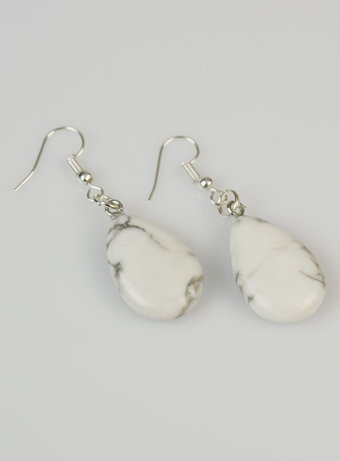 Boucles d'Oreilles Goutte - Howlite (pic 3)