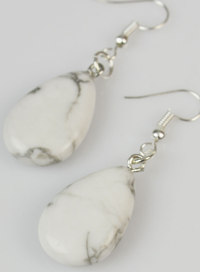 Boucles d'Oreilles Goutte - Howlite (pic 4)