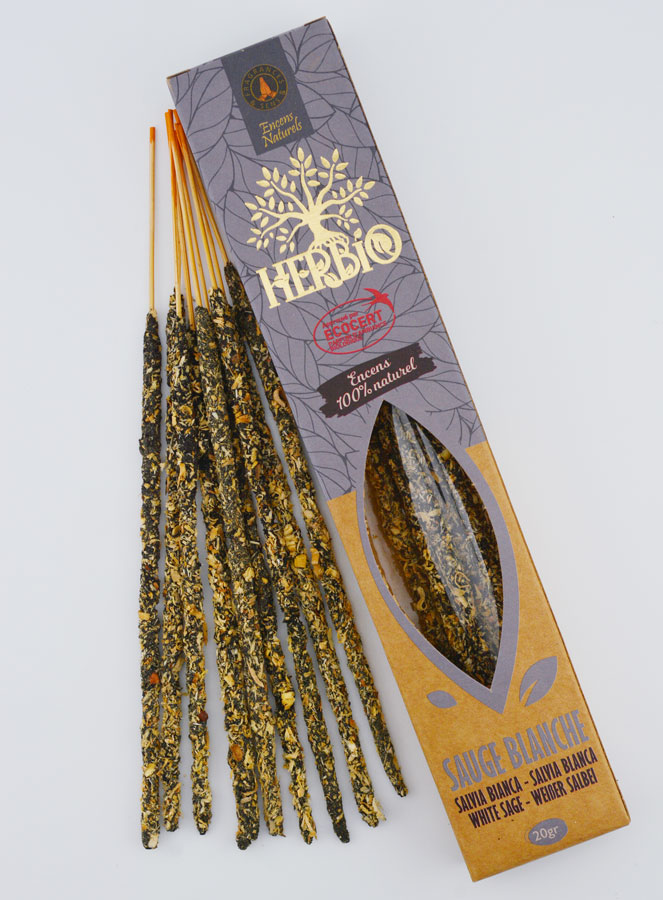 Bâtonnets d'Encens HERBIO Ecocertifiés - Sauge Blanche 25g (pic 1)