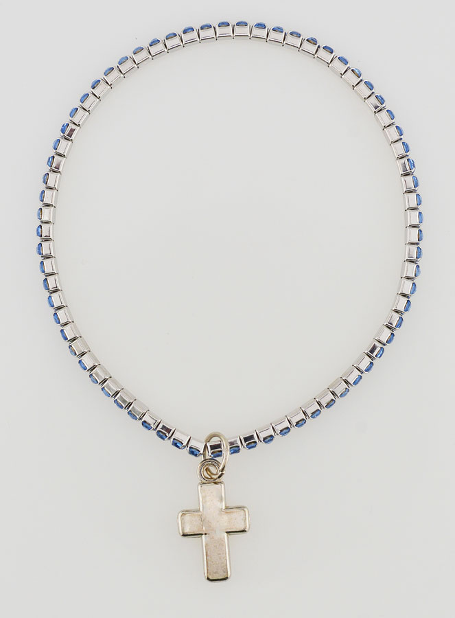 Bracelet Strass Carrés & Croix - Bleu (pic 1)