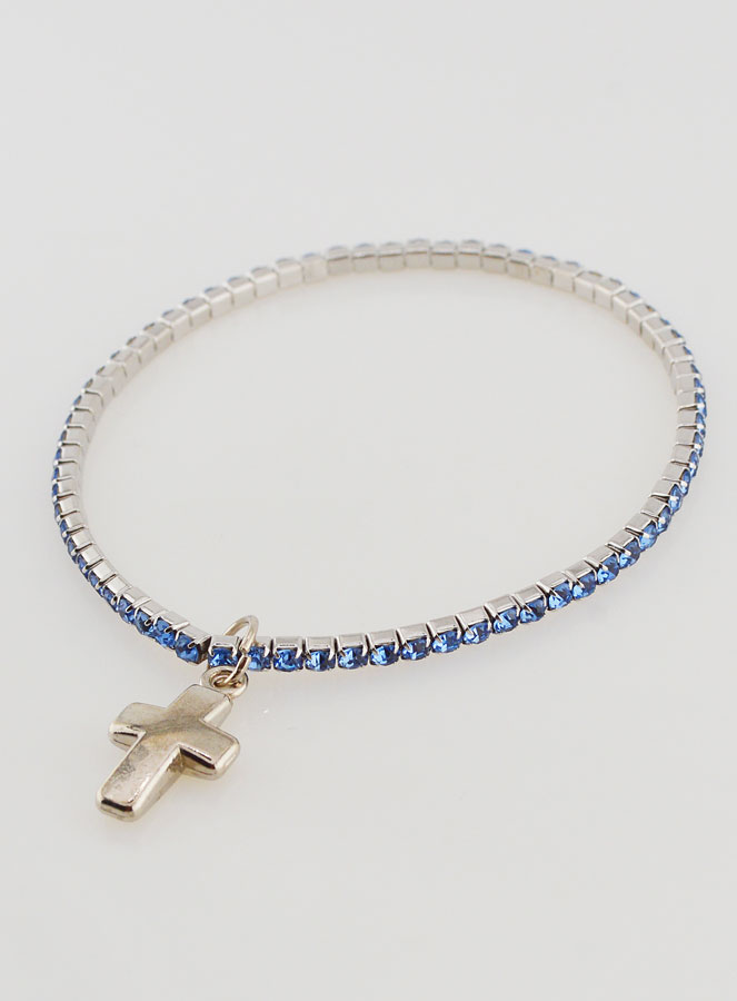 Bracelet Strass Carrés & Croix - Bleu (pic 3)