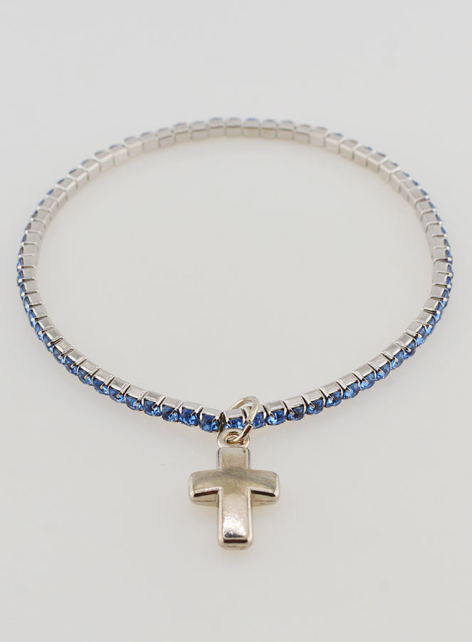 Bracelet Strass Carrés & Croix - Bleu (pic 4)