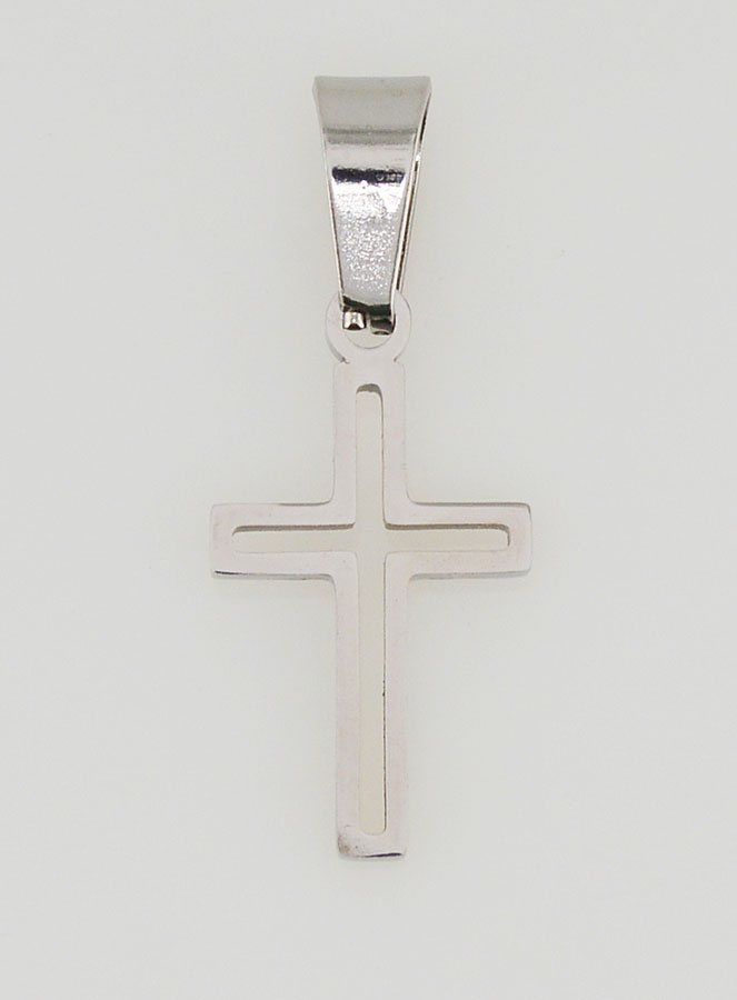 Pendentif Croix Ajourée en Acier Inoxydable - 16mm (pic 1)