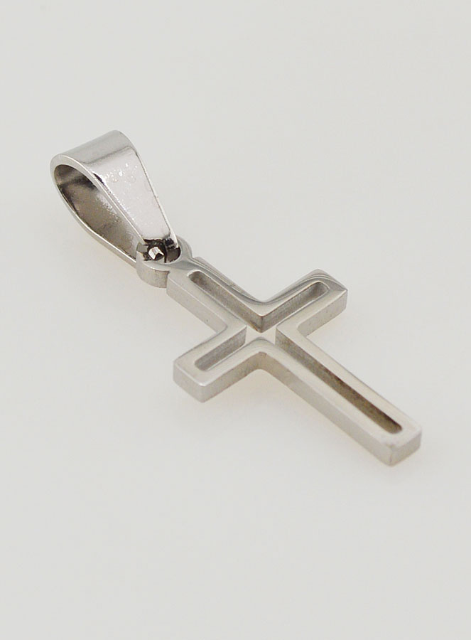 Pendentif Croix Ajourée en Acier Inoxydable - 16mm (pic 2)