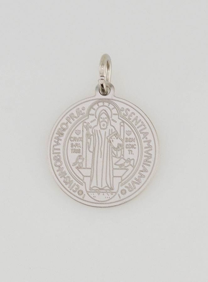 Médaille de Saint Benoît en Acier Inoxydable - 19mm (pic 2)