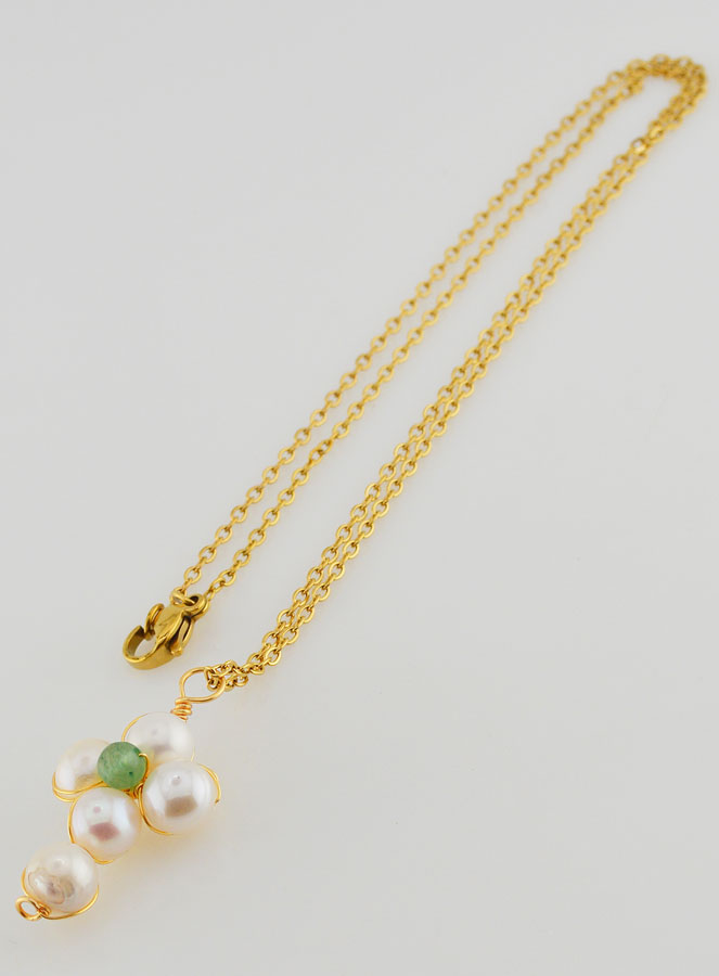 Collier Religieux Croix de Nacre & Aventurine (pic 4)