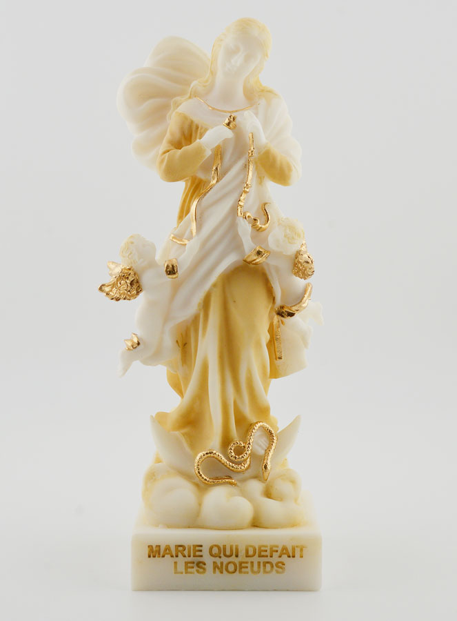 Statue de la Vierge Marie qui Défait les Noeuds Blanc & Or - 17cm (pic 1)