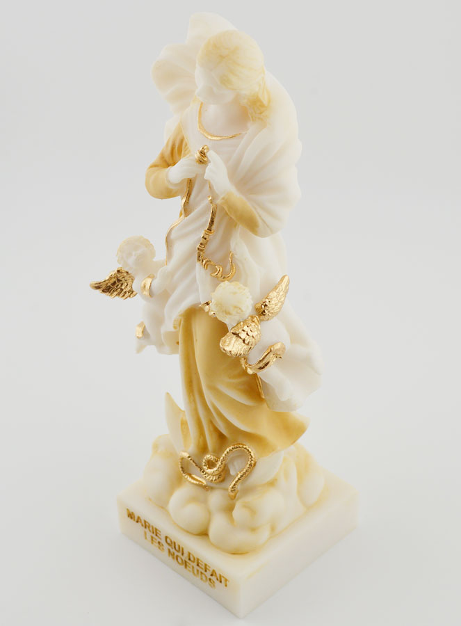 Statue de la Vierge Marie qui Défait les Noeuds Blanc & Or - 17cm (pic 3)