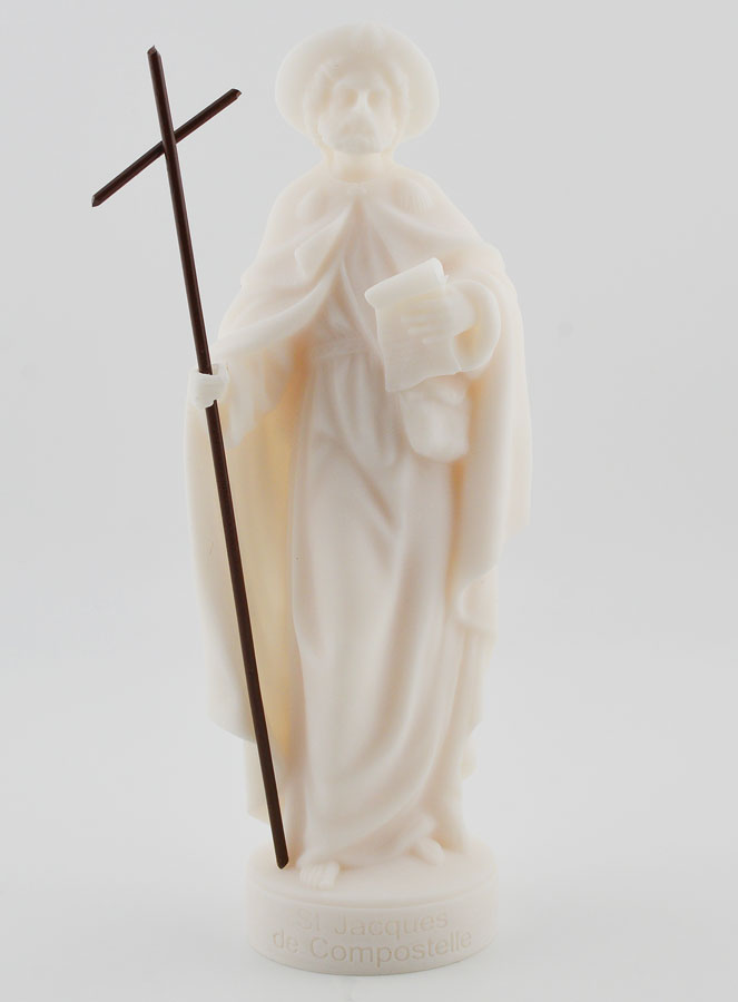 Statue de Saint-Jacques de Compostelle en Albâtre Blanc - 17cm (pic 1)