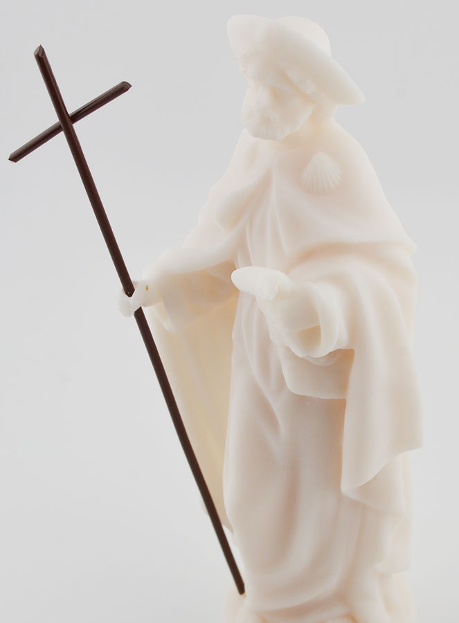 Statue de Saint-Jacques de Compostelle en Albâtre Blanc - 17cm (pic 2)