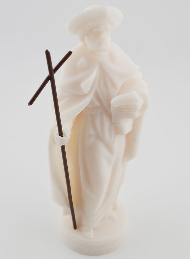 Statue de Saint-Jacques de Compostelle en Albâtre Blanc - 17cm (pic 3)