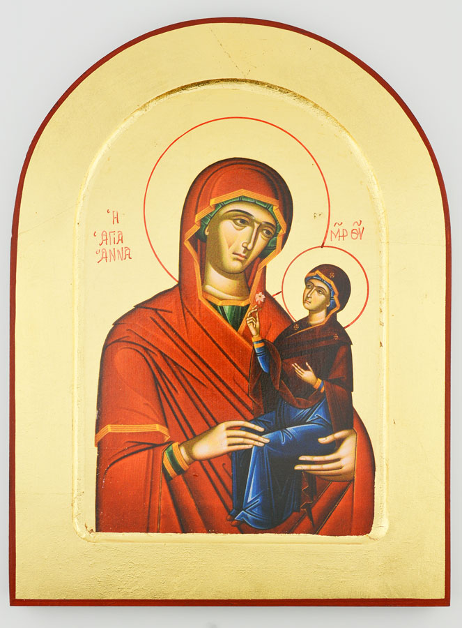 Icône Byzantine Arrondie - Sainte Anne - 24 cm (pic 1)