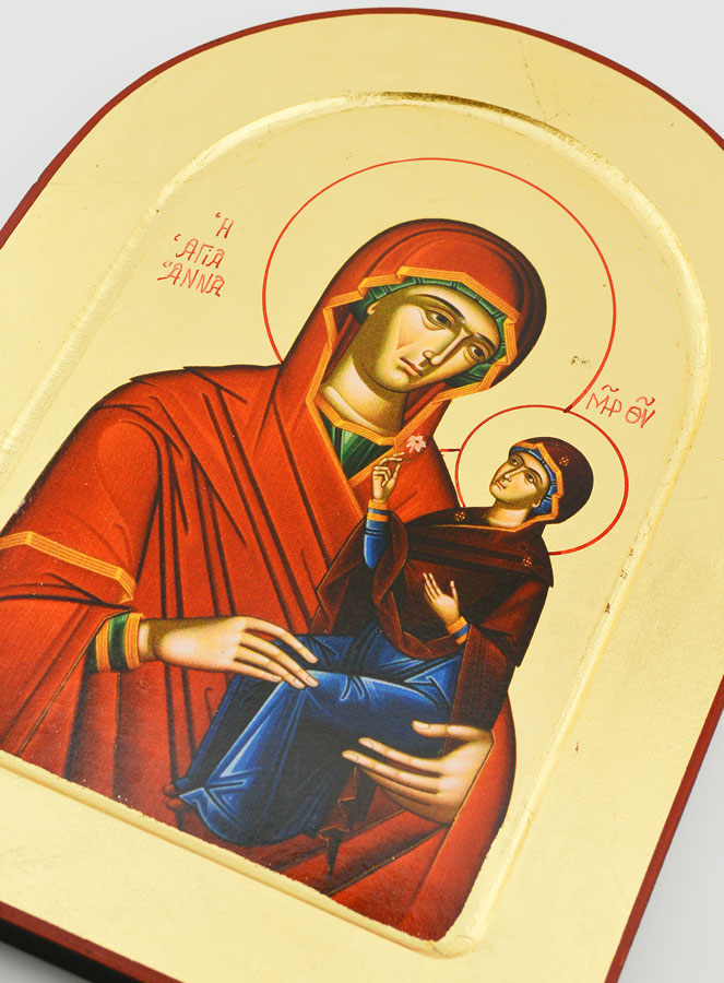 Icône Byzantine Arrondie - Sainte Anne - 24 cm (pic 3)