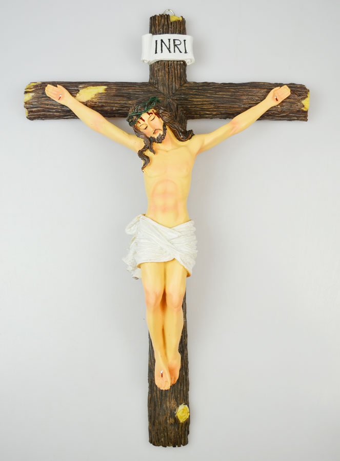 Crucifix à Suspendre Décor Bois - 40cm (pic 1)