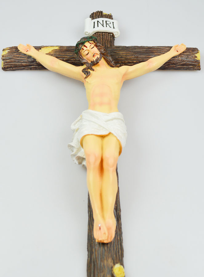 Crucifix à Suspendre Décor Bois - 40cm (pic 2)