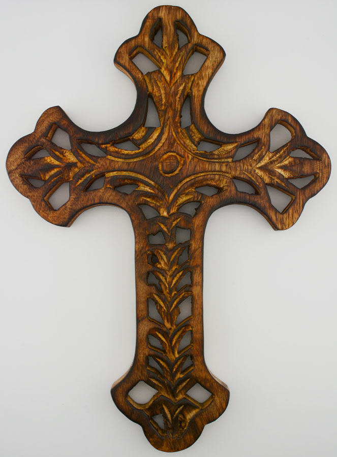 Crucifix en Bois Scultpé - 30cm (pic 1)