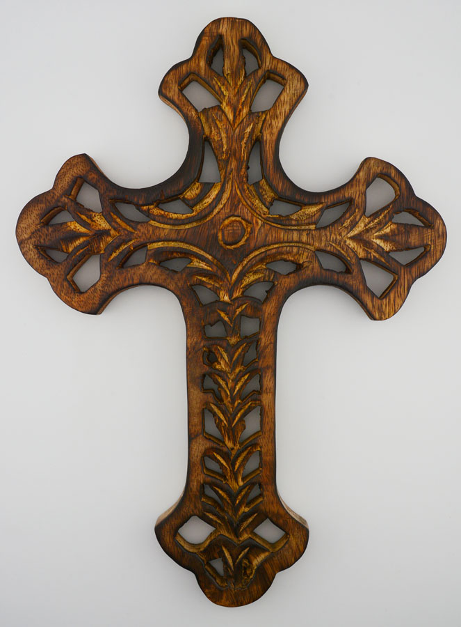 Croix en Bois Ajourée - Croix Grecque 30cm (pic 1)
