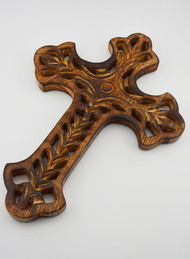 Croix en Bois Ajourée - Croix Grecque 30cm (pic 4)