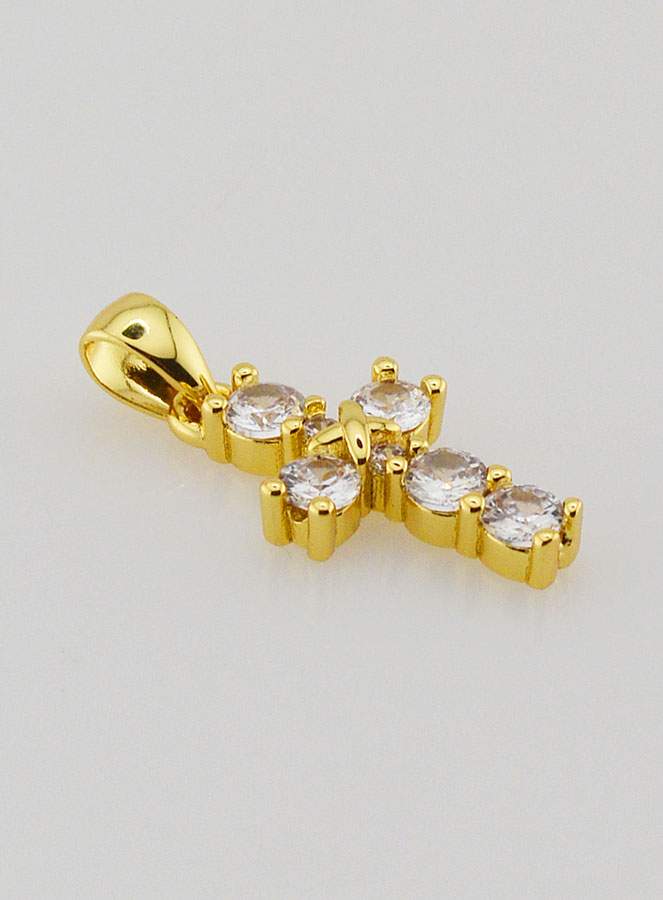 Pendentif Croix & Zirconiums - 15mm (pic 2)