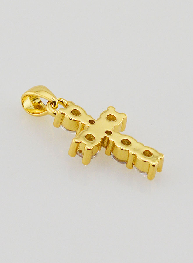 Pendentif Croix & Zirconiums - 15mm (pic 4)